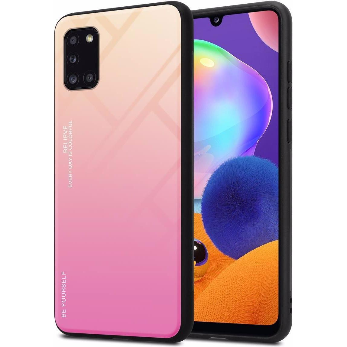Cadorabo TPU 2 Farben Glas Cover (Samsung Galaxy A31), Smartphone Hülle, Schwarz