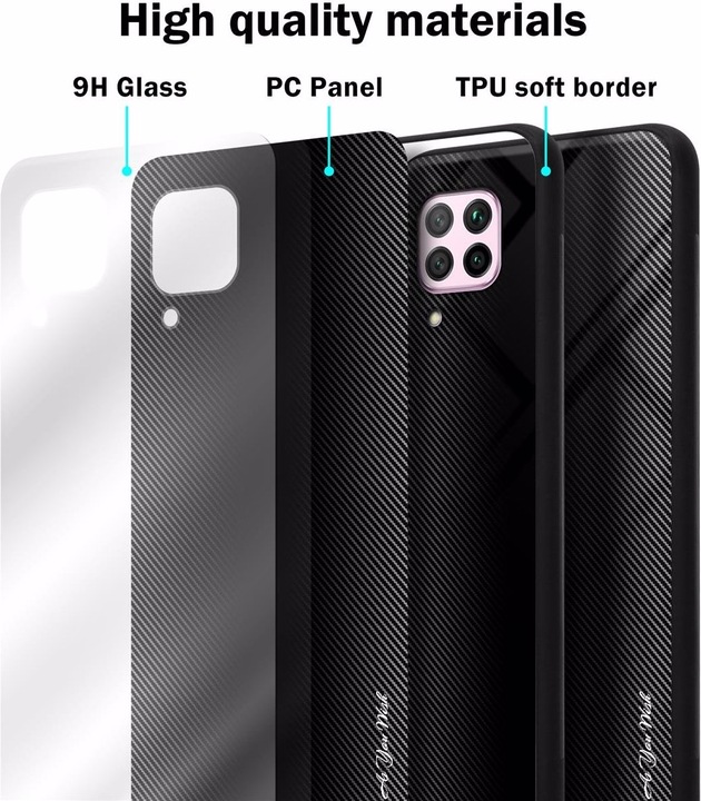 Productafbeelding Cadorabo TPU gestreepte glasplaat (Huawei Nova 7i, Huawei P40 Lite)