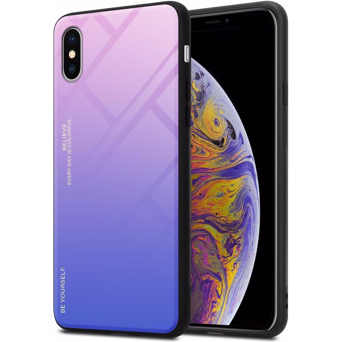 Cadorabo TPU 2 Farben Glas Cover (Apple iPhone XS Max), Smartphone Hülle, Schwarz