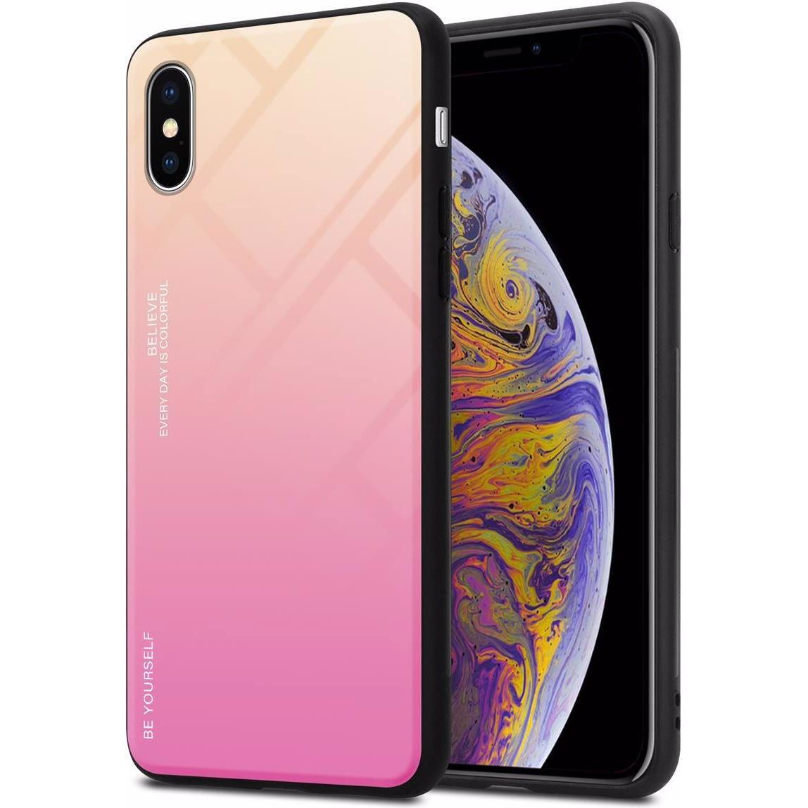 Cadorabo TPU 2 Farben Glas Cover (Apple iPhone XS Max), Smartphone Hülle, Schwarz