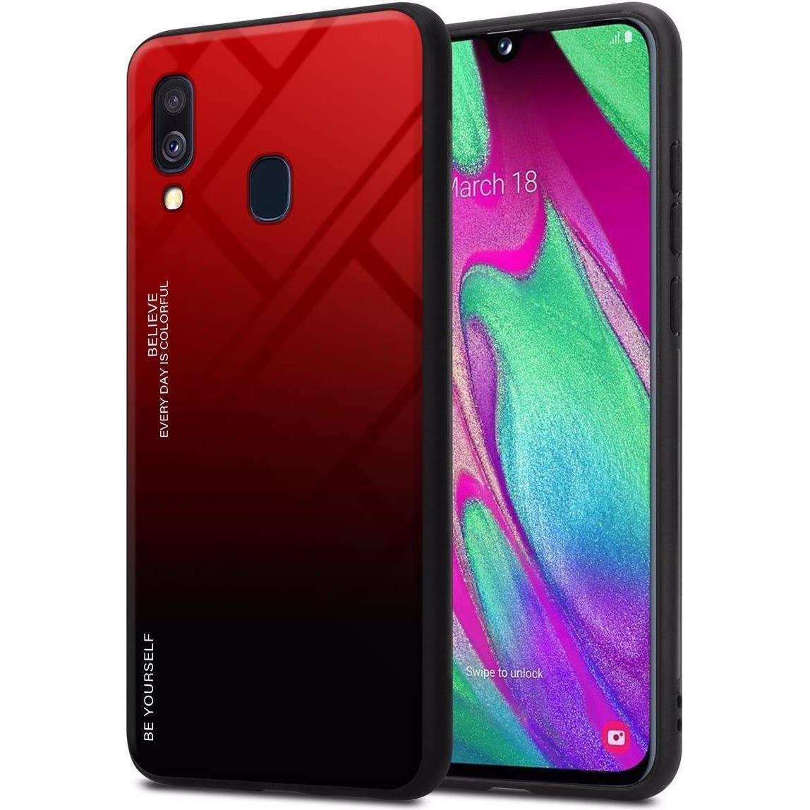 Cadorabo TPU 2 Farben Glas Cover (Samsung Galaxy A40), Smartphone Hülle, Schwarz