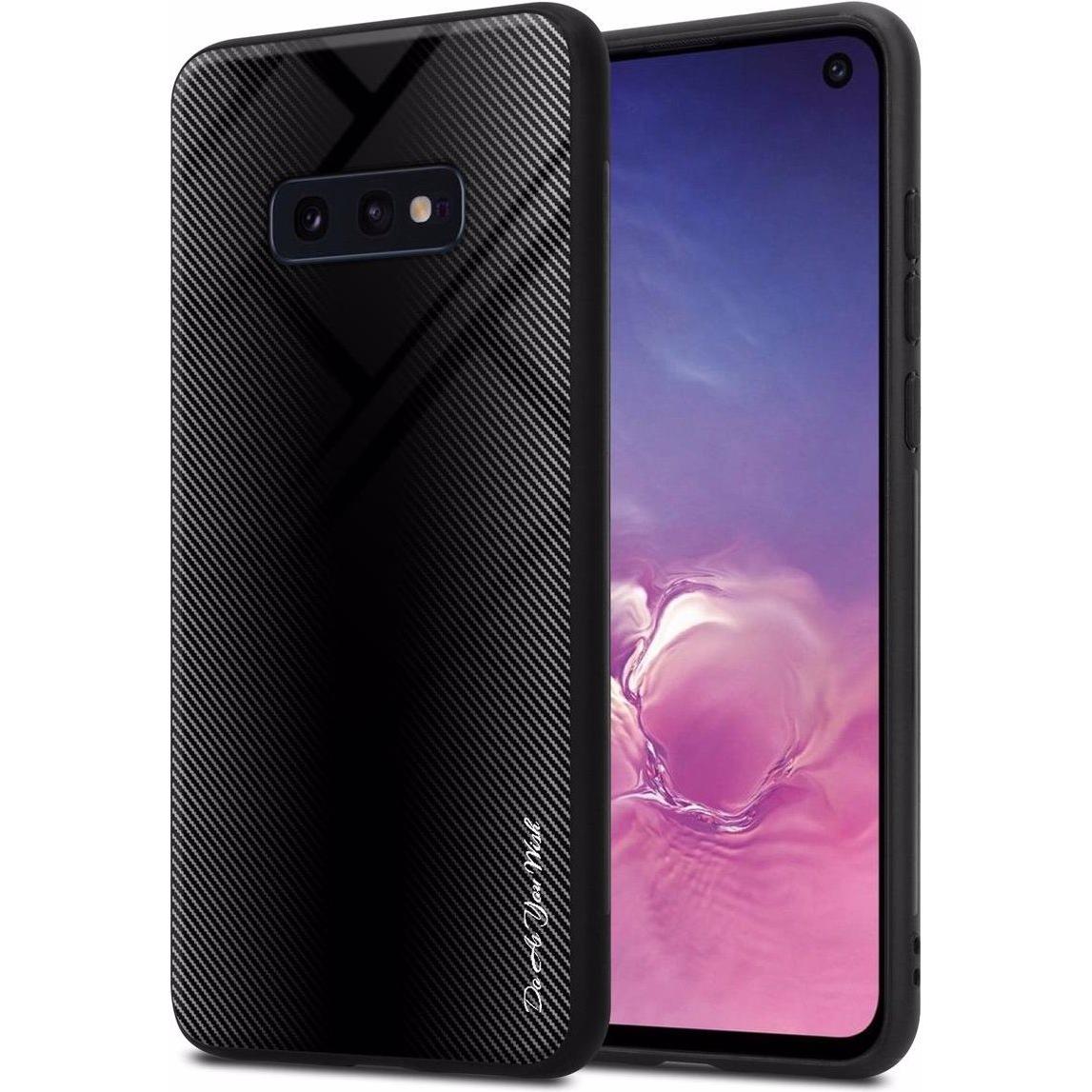Cadorabo TPU Gestreiftes Glas Cover (Samsung Galaxy S10e), Smartphone Hülle, Schwarz