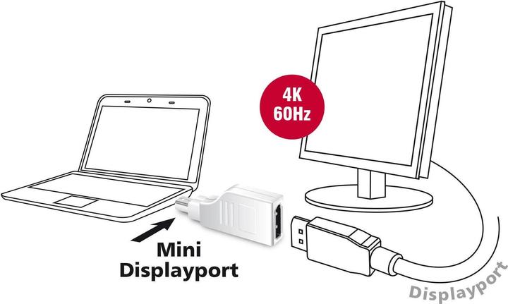 Image du produit Delock Adaptateur Mini Displayport vers Displayport, 4K (DP, 2.20 cm)