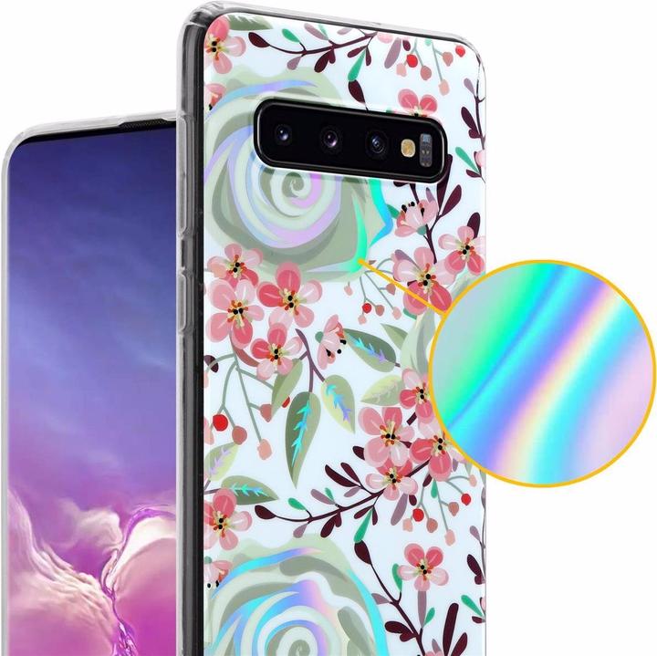 Actual product image Cadorabo IMD TPU Colorful Flowers & Leaves Cover (Samsung Galaxy S10)