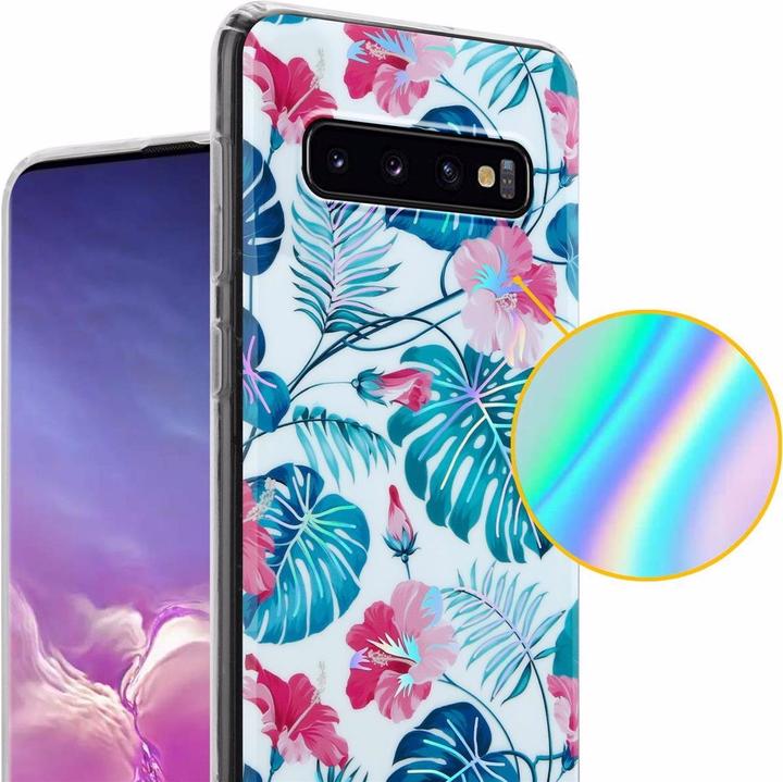 Actual product image Cadorabo IMD TPU Colorful Flowers & Leaves Cover (Samsung Galaxy S10)