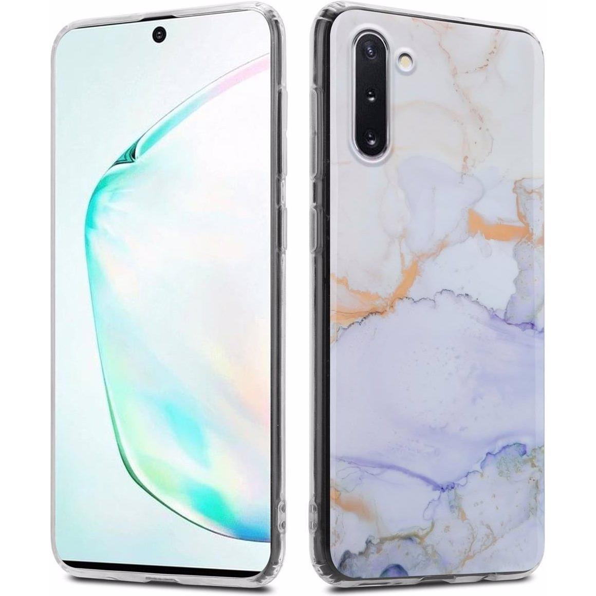 Cadorabo IMD TPU Bunter Marmor Cover (Samsung Galaxy Note 10), Smartphone Hülle, Weiss