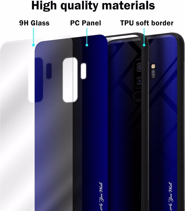 Actual product image Cadorabo TPU Striped Glass Cover (Samsung Galaxy S9+)