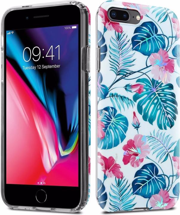 Image du produit Cadorabo Couverture IMD TPU Fleurs & Feuilles colorées (Apple iPhone 7 Plus, Apple iPhone 7s Plus)