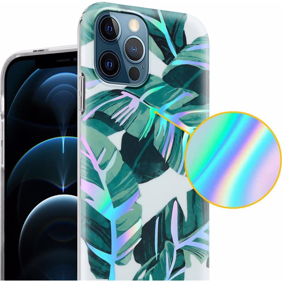 Thumbnail - Cadorabo IMD TPU Bunte Blumen & Blätter Cover (Apple iPhone 12 Pro Max), Smartphone Hülle, Weiss