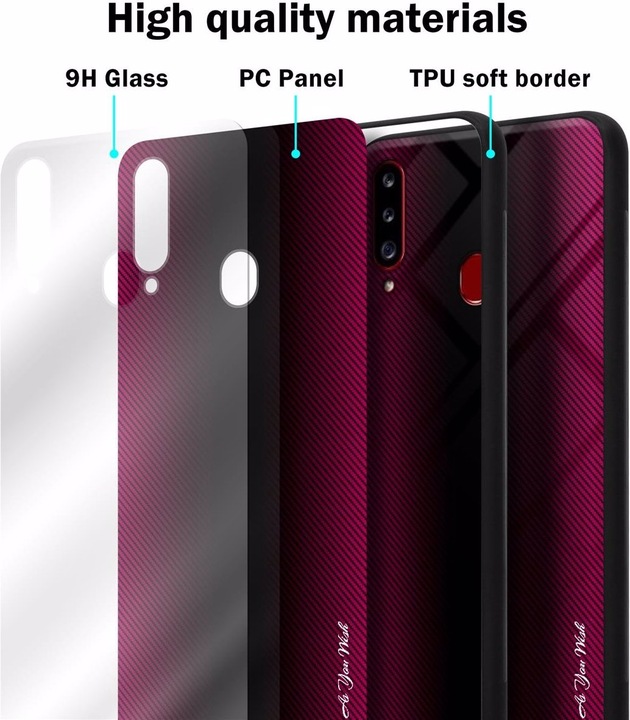 Productafbeelding Cadorabo TPU gestreepte glasplaat (Samsung Galaxy A20)