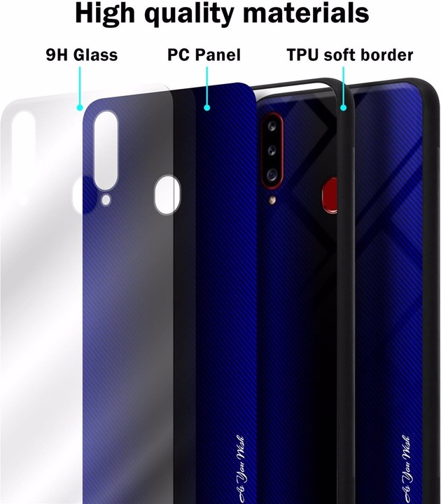 Productafbeelding Cadorabo TPU gestreepte glasplaat (Samsung Galaxy A20)