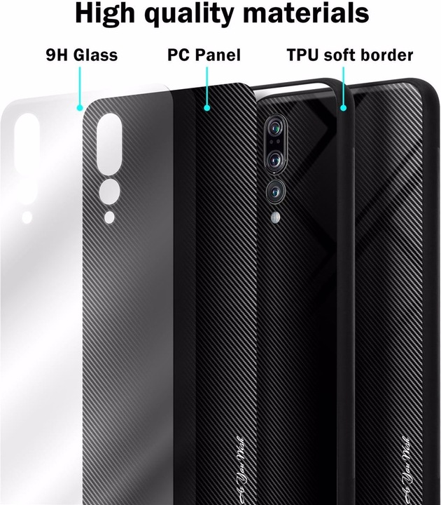 Productafbeelding Cadorabo TPU gestreepte glasplaat (Huawei P20 Pro, Huawei P20 Plus)