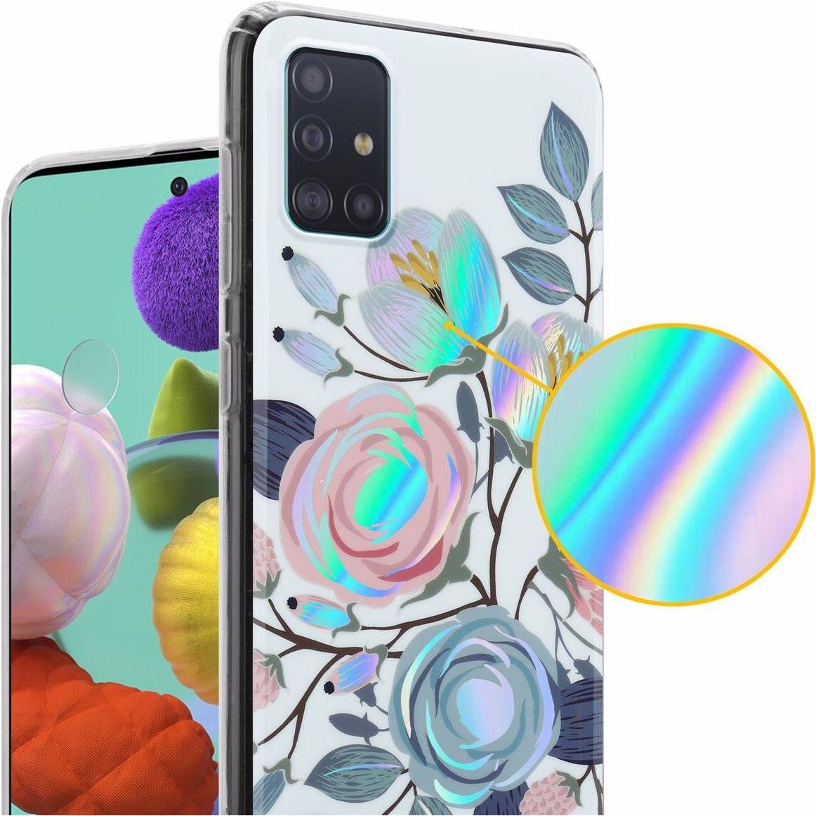 Thumbnail - Cadorabo IMD TPU Bunte Blumen & Blätter Cover (Samsung Galaxy M40s), Smartphone Hülle, Weiss