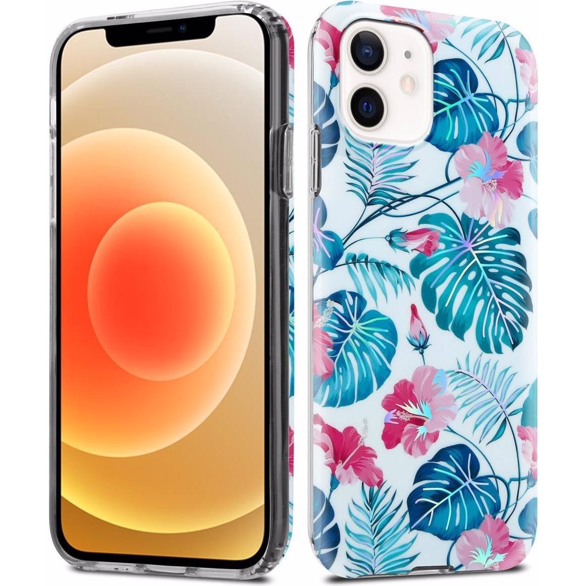 Cadorabo IMD TPU Bunte Blumen & Blätter Cover (Apple iPhone 12, Realme 12 Pro+), Smartphone Hülle, Weiss