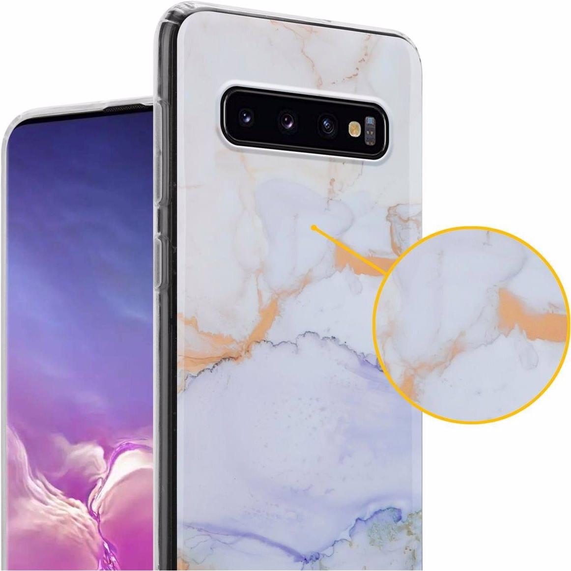 Thumbnail - Cadorabo IMD TPU Bunter Marmor Cover (Samsung Galaxy S10), Smartphone Hülle, Weiss