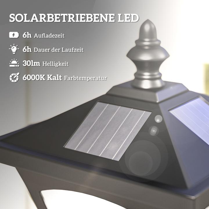 Produktbild Outsunny Solar Laterne Kunststoff Schwarz (30 lm, IP44)