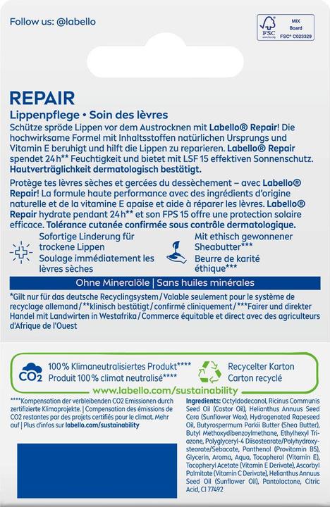 Image du produit LABELLO Repair Stick 4.8 g (Stick de soin des lèvres)