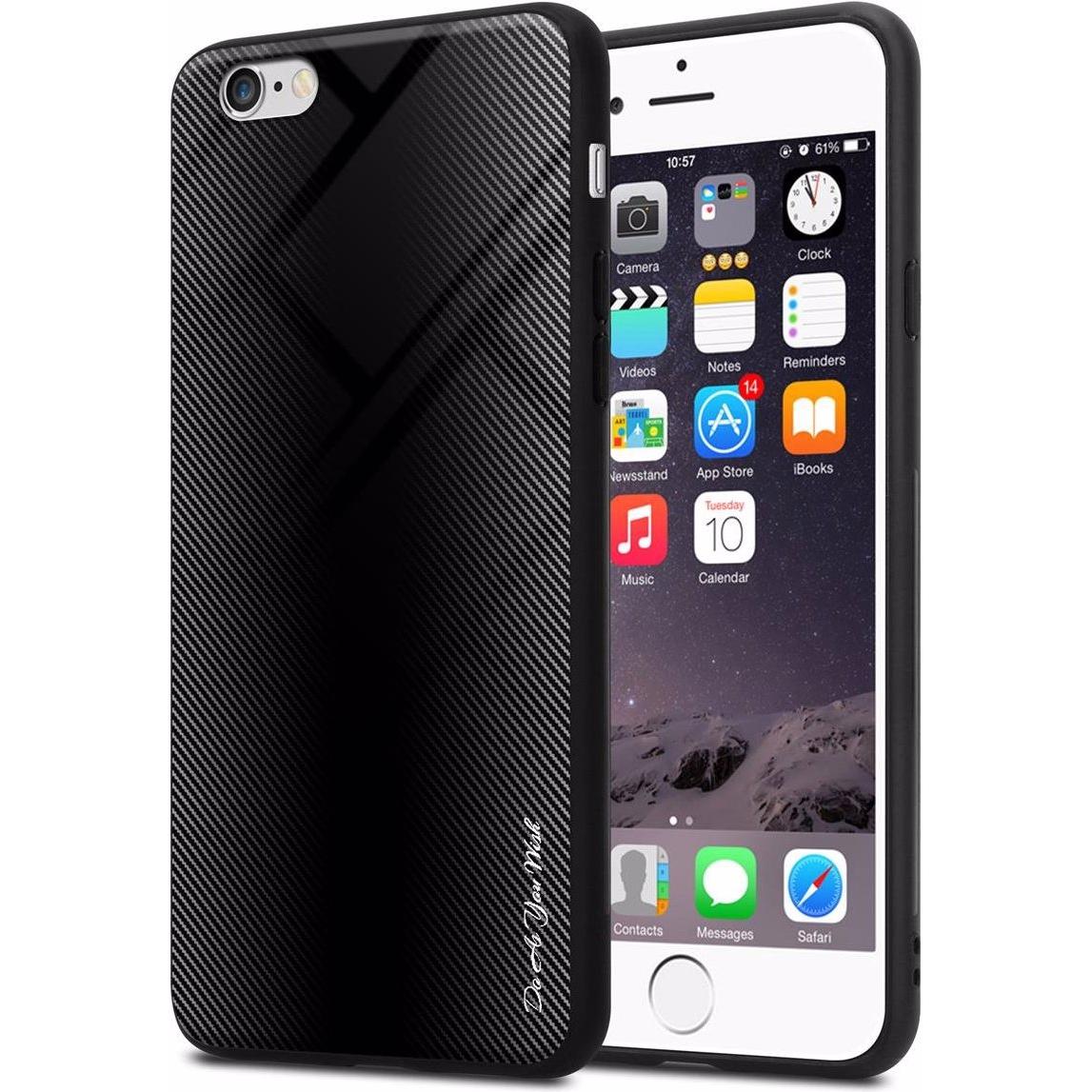 Cadorabo TPU Gestreiftes Glas Cover (Apple iPhone 6), Smartphone Hülle, Schwarz