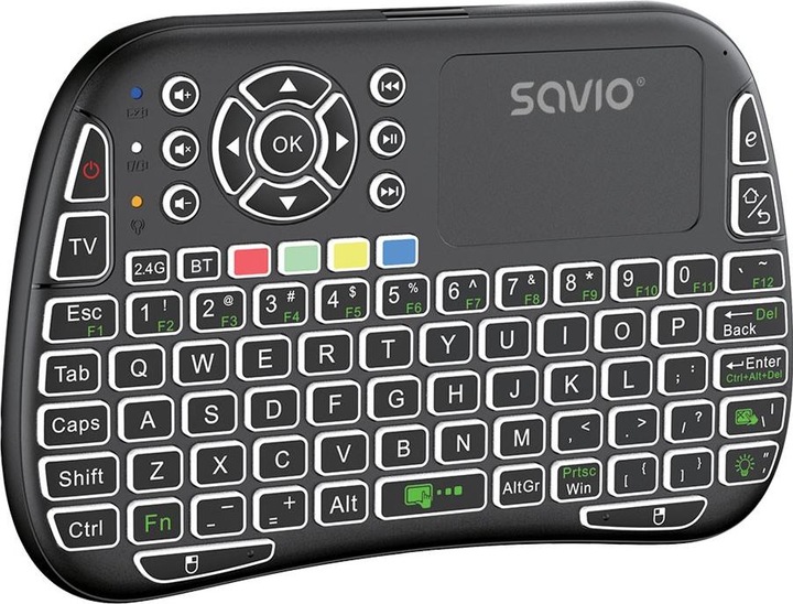 Immagine prodotto Savio KW-04 Tastiera retroilluminata senza fili RGB BT + 2 4 GHz TV Box Smart TV Consoles (US, Senza fili)