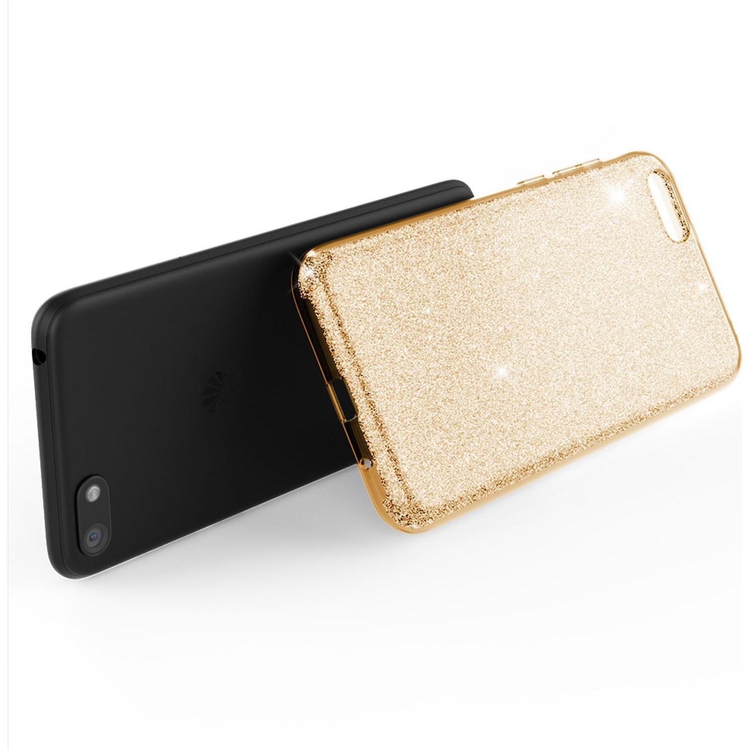 Thumbnail - Nalia Glitzer Hülle (Huawei Y5 (2018)), Smartphone Hülle, Gold