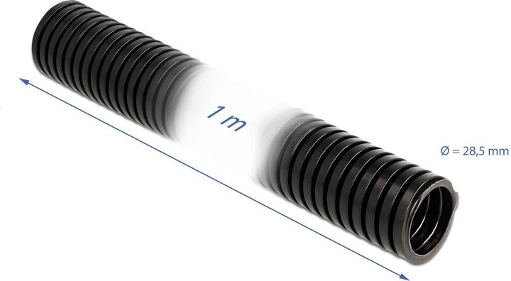 Produktbild Delock Kabelschutzschlauch 1 m x 28,5 mm schwarz (Kabelschlauch, 100 cm)