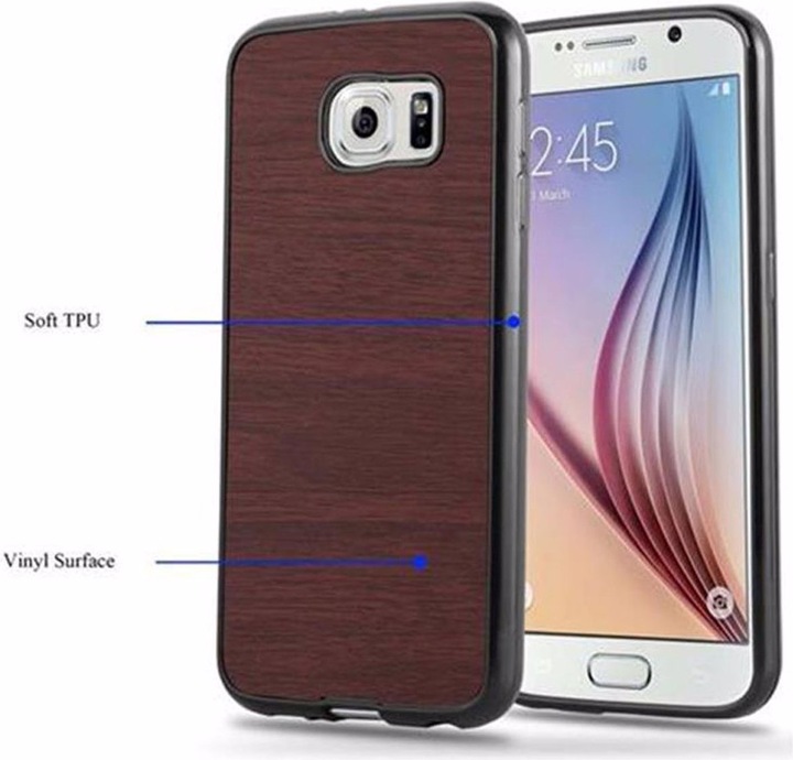 Actual product image Cadorabo TPU Wooden Cover (Samsung Galaxy S6)