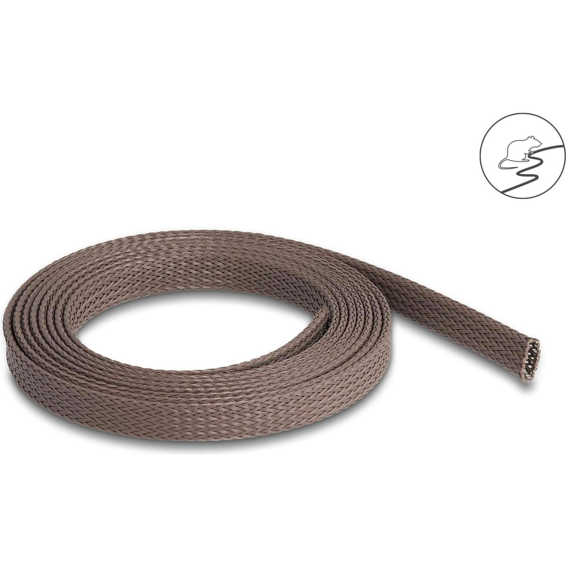 Delock, Kabelschutz + Kabelführung, Geflechtschlauch nagerfest, 2 m x 12 mm Braun (Kabelschlauch, 2000 mm)