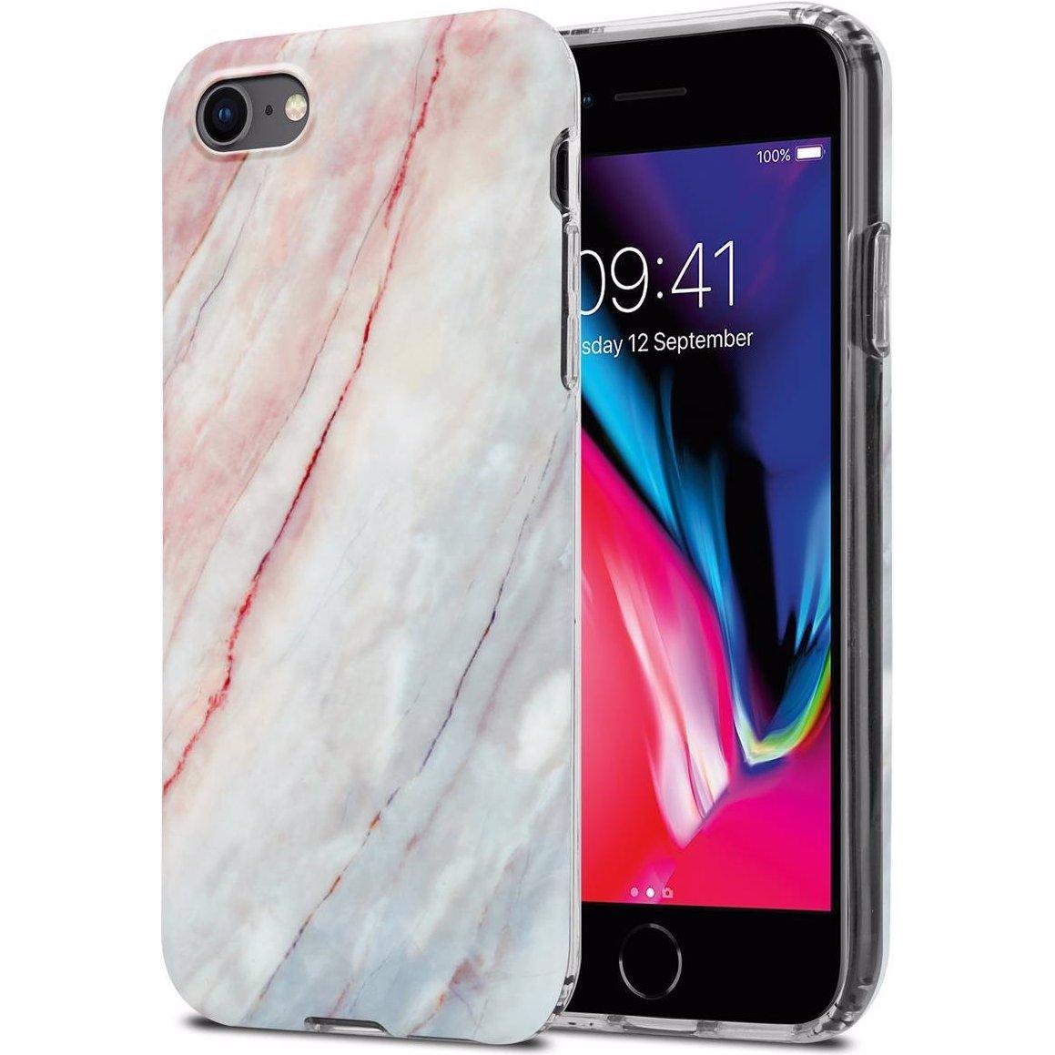 Cadorabo IMD TPU Bunter Marmor Cover (Apple iPhone 7, Apple iPhone SE (2nd Gen)), Smartphone Hülle, Rosa