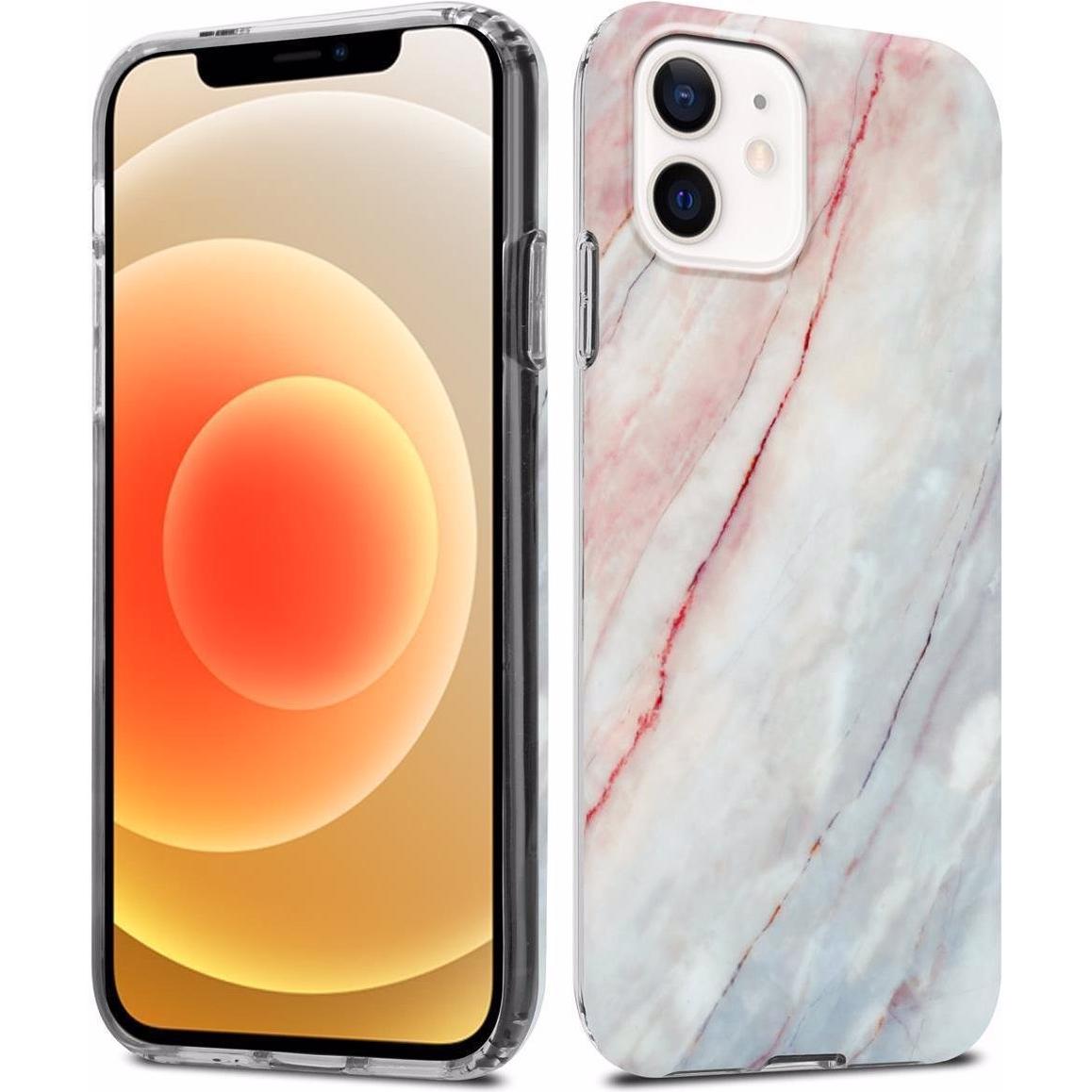 Cadorabo IMD TPU Bunter Marmor Cover (Apple iPhone 12, Realme 12 Pro+), Smartphone Hülle, Rosa