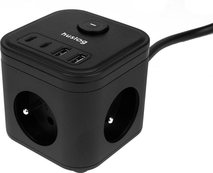 Actual product image Huslog Cube Extension Cord with USB (7x, CEE 7/3, USB-A, USB-C)