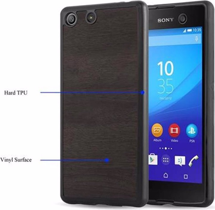 Actual product image Cadorabo TPU Wooden Cover (Sony Xperia M5)