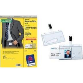 Avery, Informationsschild, Zweckform Sicherheits-Namensschild, 85 x 54 mm transparent, Hartbox aus festem PVC-freiem Mat...