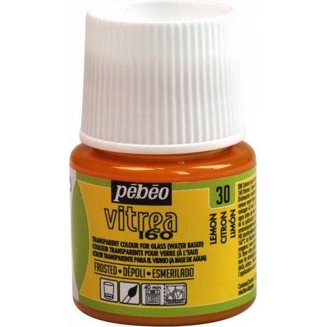 Pebeo, Künstlerfarbe + Bastelfarbe, Vitrea 160 Mattefarben (Zitrone, 45 ml)