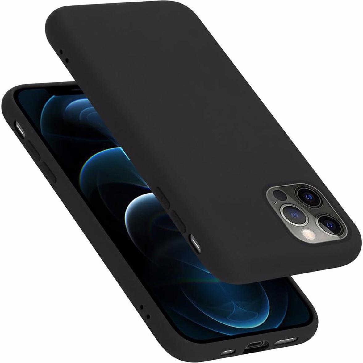 Cadorabo TPU Liquid Silicone Case Cover (Apple iPhone 12 Pro Max), Smartphone Hülle, Schwarz