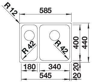 Actual product image Blanco Solis 340/180-IF (Top-mounted sink, 58.50 cm, 44 cm)
