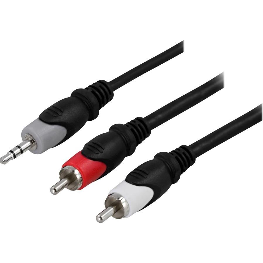 Deltaco MM-143 - 3.5mm - 2 x RCA - 10 m - Mehrfarben (10 m, 3.5mm Klinke (AUX)), Audio Kabel
