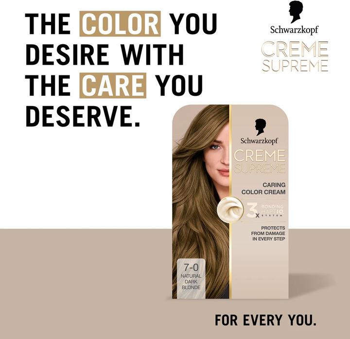 Actual product image Garnier Schwarzkopf Creme Supreme Hair Color Shade 70 Natural Dark Blonde (Fair-haired man)