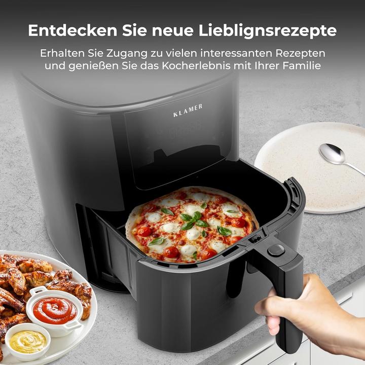 Produktbild KLAMER Heissluftfritteuse 5l XL, Heissluftfritteuse mit Sichtfenster & Schüttel-Erinnerung, Ölfr…