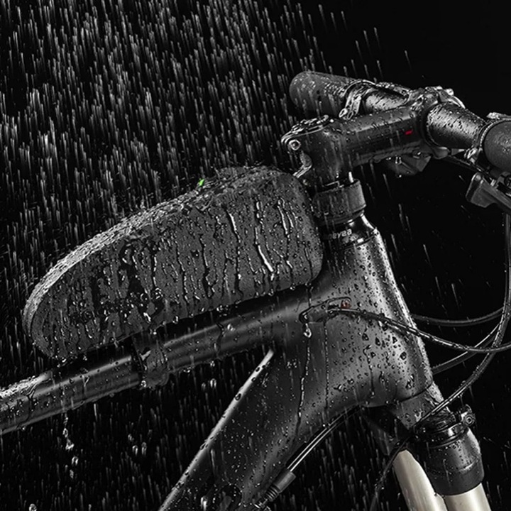 Actual product image Rockbros AS-019-1 waterproof bicycle bag for frame - black (1.60 l, Frame bag)
