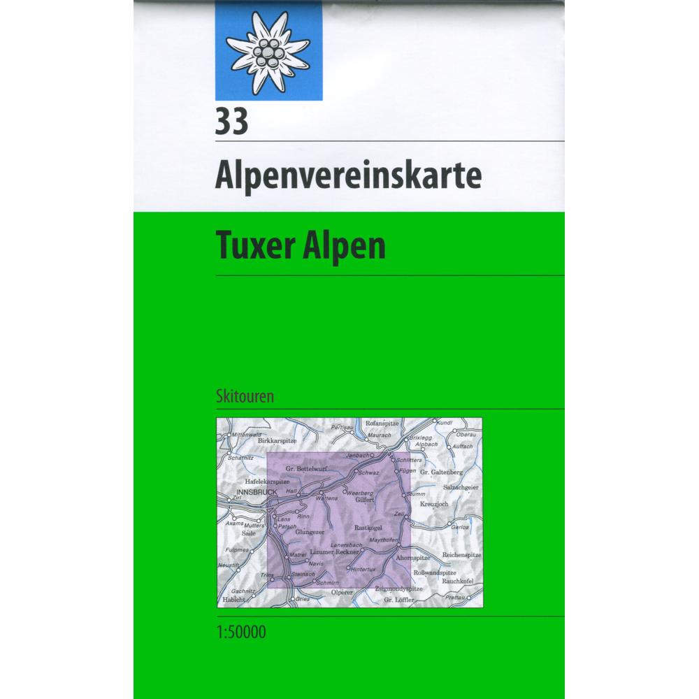 Alpenvereinsktn.33 Tuxer Alpen,Skirout., Landkarte