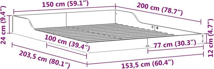 Actual product image vidaXL Plattformbettgestell (150 x 200 cm)