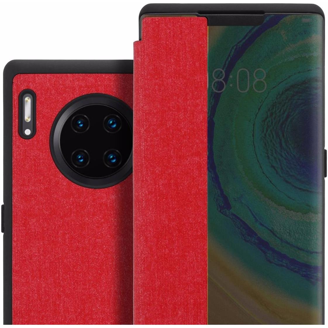 Cadorabo Book Smart Faser Optik Cover (Huawei Mate 30 Pro), Smartphone Hülle, Rot