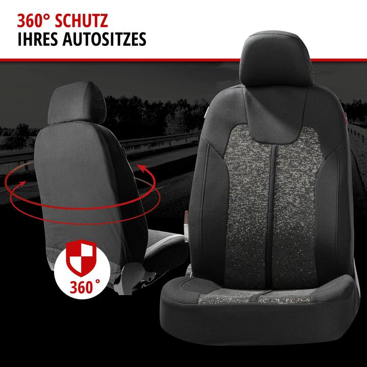 Produktbild Walser Autositzbezug ZIPP-IT Corso, PKW-Schonbezüge für 2 Vordersitze mit Reiverschluss-System schwarz/sil