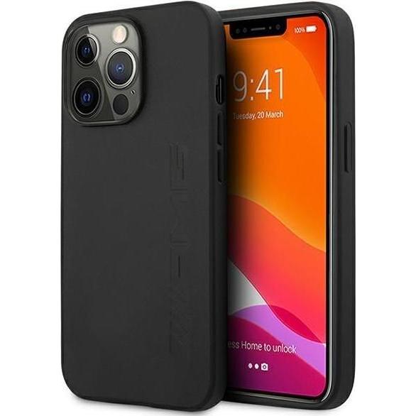 Mercedes AMG AMHCP14LDOLBK iPhone 14 Pro 6,1" czarny/black hardcase Leather Hot Stamped (Apple iPhone 14 Pro), Smartphon...