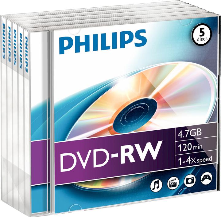 Image du produit Philips 1x5 DVD-RW 4,7 Go 4x JC (5 x)