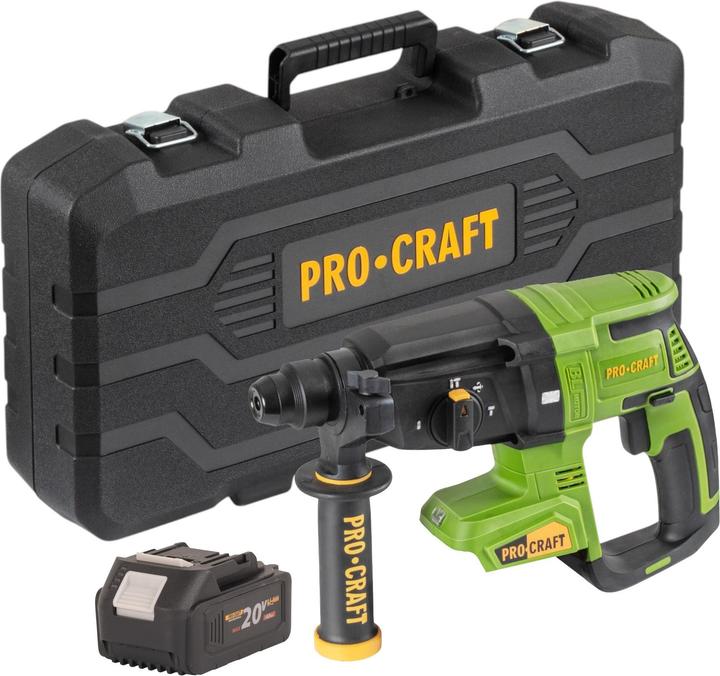 Produktbild Procraft PHA40bb-c Akku Bohrhammer 20 V 2,6 J SDS plus Brushless + 1x Akku 4,0 Ah + Koffer - ohne