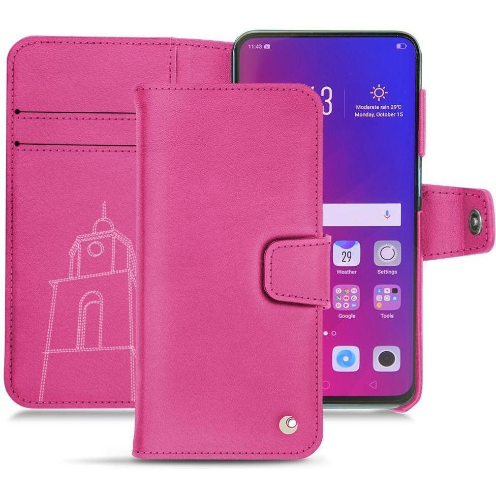 Noreve Lederschutzhülle Wallet (Oppo Find X), Smartphone Hülle, Rosa