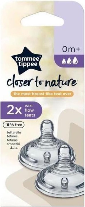 Tommee Tippee Lot de 2 tétines à débit variable - transparentes