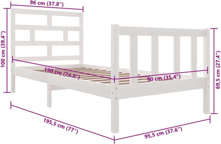 Produktbild vidaXL Bettrahmen (90 x 190 cm)