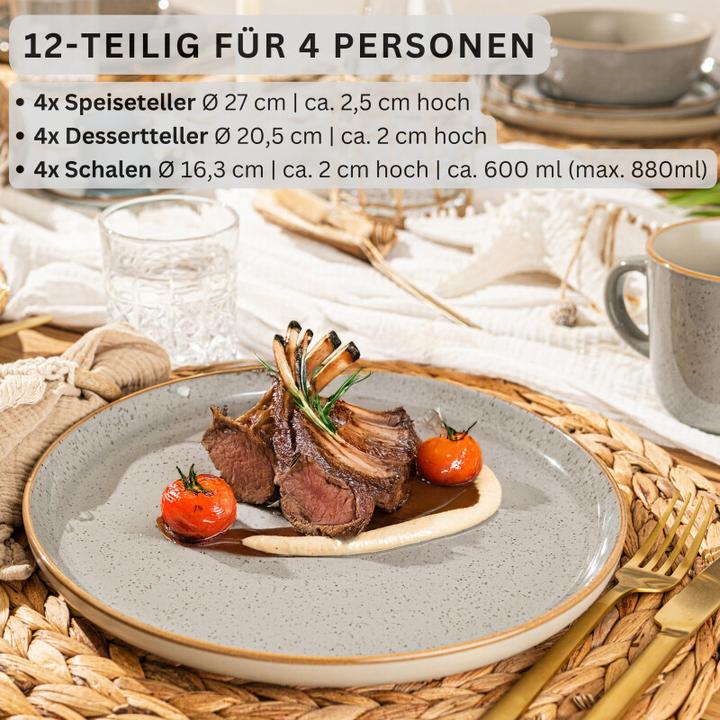 Produktbild Sänger Geschirr Tafelservice Rio Perlgrau (12 Stück)